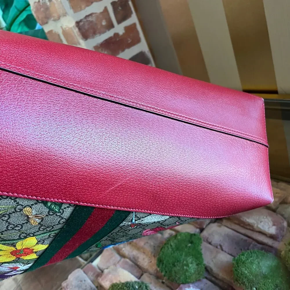 GUCCI Large Red Supreme GG Flora Coated Canvas Ophidia Tote Bag